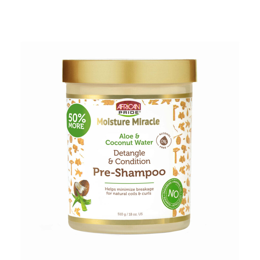 Africa bride Moisture Miracle Aloe & Coconut Water Pre - Shampoo, 18 Oz Detangle & Condition