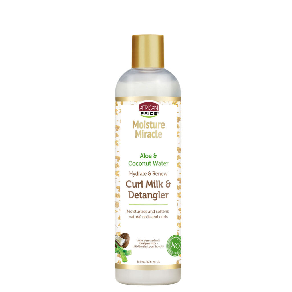 Africa bride Moisture Miracle Aloe & Coconut Water Curl Milk & Detangler, 12 Fl Oz