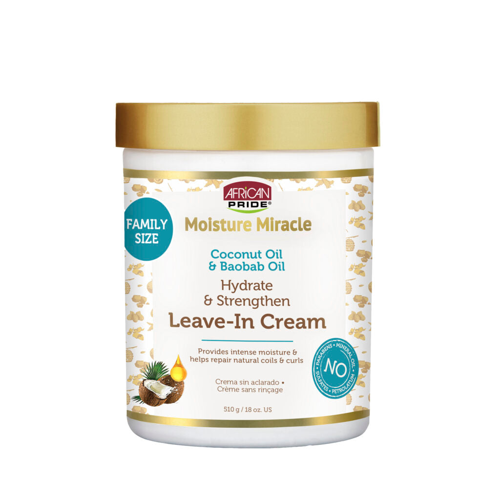 AFRiCAN PRIDE Moisture Miracle Coconut Oil & Baobab Oil Leave - In Cream, 18 Oz
