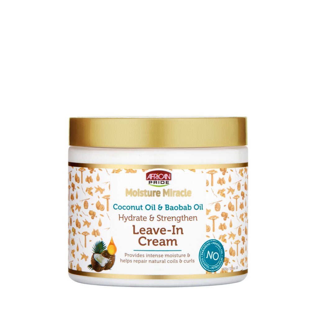 AFRiCAN PRIDE.Moisture Miracle Coconut Oil & Baobab Oil Leave - In Cream, 15 Oz