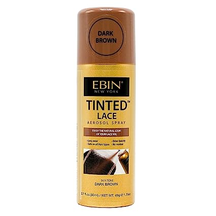 Tinted Lace Aerosol Spray - Dark Brown 2.7 Oz / 80 Ml, Quick Dry, Water Resistant, No Residue, Water Resistant, Even Spray, Matching Skin Tone, Natural Look