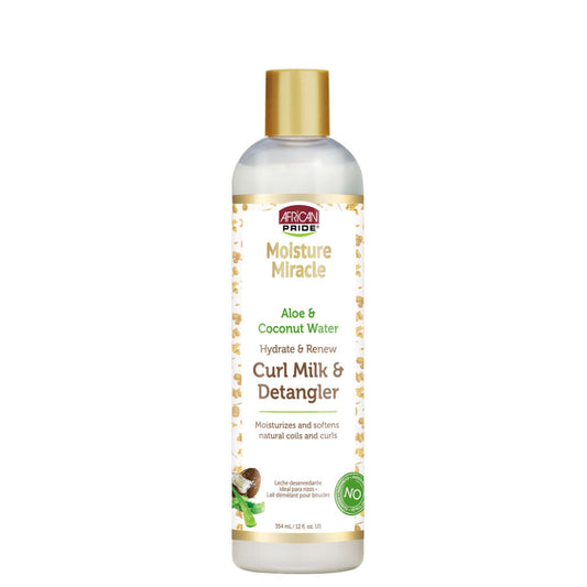 Africa bride Moisture Miracle Aloe & Coconut Water Curl Milk & Detangler, 12 Fl Oz