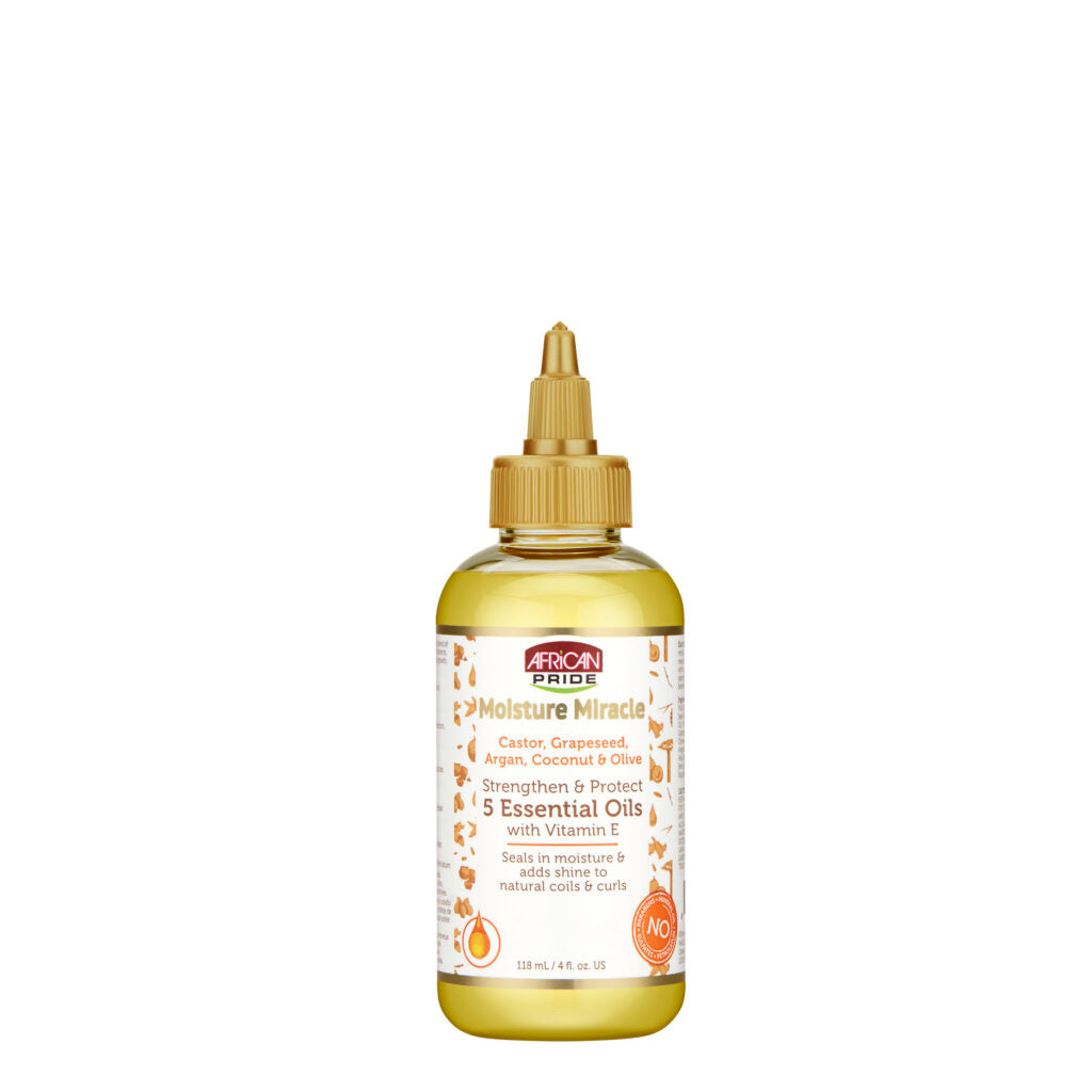 afriacn pride Moisture Miracle Castor, Grapeseed, Argan, Coconut & Olive 5 Essential Oils, 4 Oz
