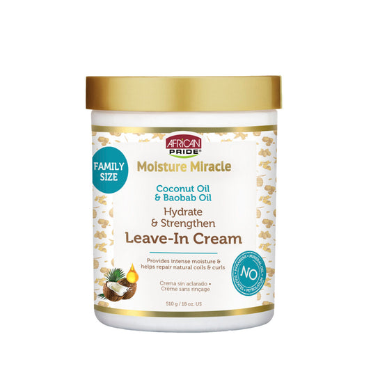 AFRiCAN PRIDE Moisture Miracle Coconut Oil & Baobab Oil Leave - In Cream, 18 Oz