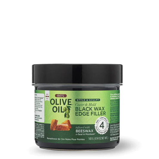 ORS Olive Oil Style & Sculpt Cover & Hold Black Wax Edge Filler Infused With Beeswax To Seal In Moisture (4.9 Oz)